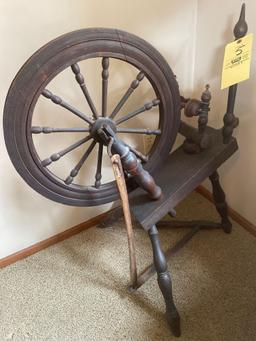 Old spinning wheel, 3' tall.