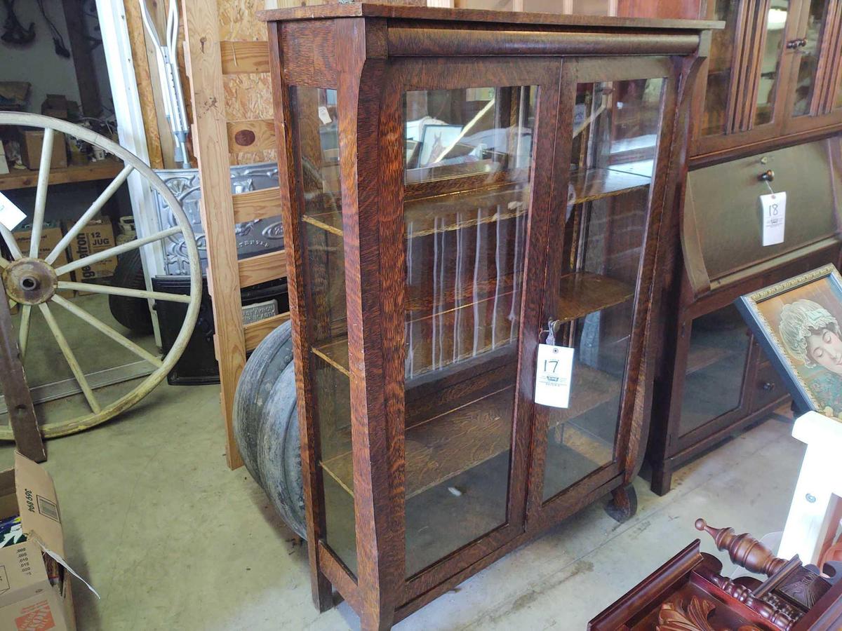 Mission Oak Style Two Door Curio Cabinet