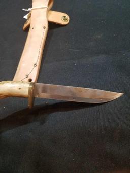 Stag handle knive with sheath