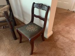 High-back dining chair w/ wicker bottom & upholstered kid's Dining Chair