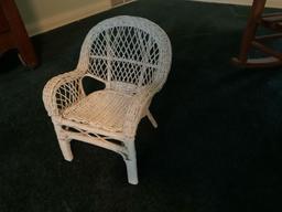 Doll bed frame and wicker chair