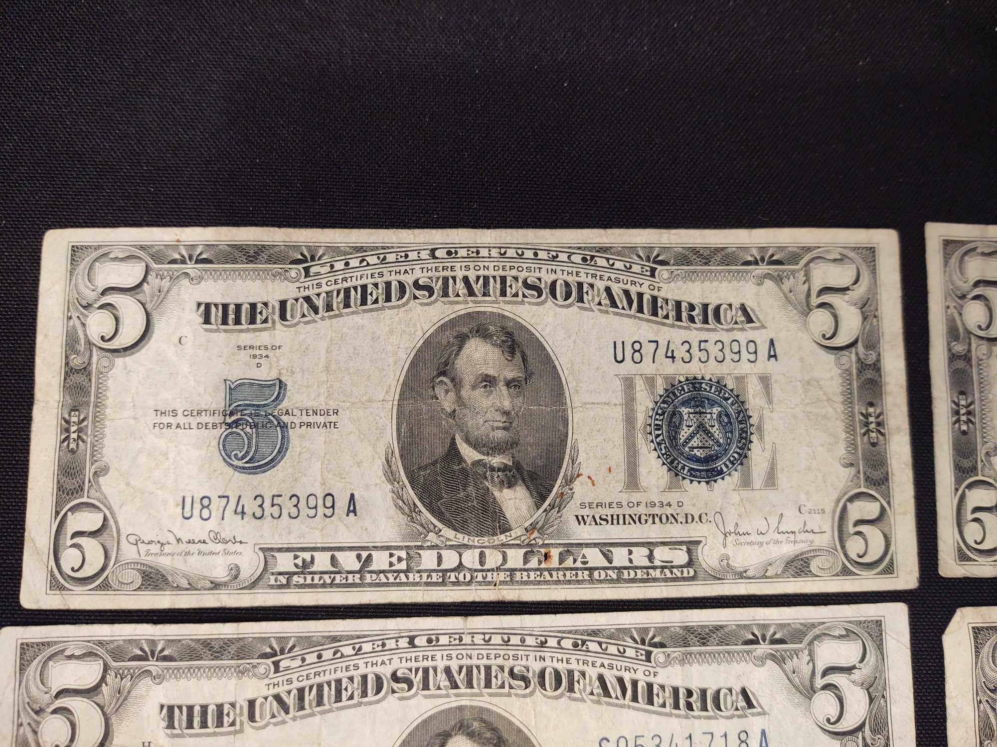$5 Dollar Silver Certificate 1934 & 1953