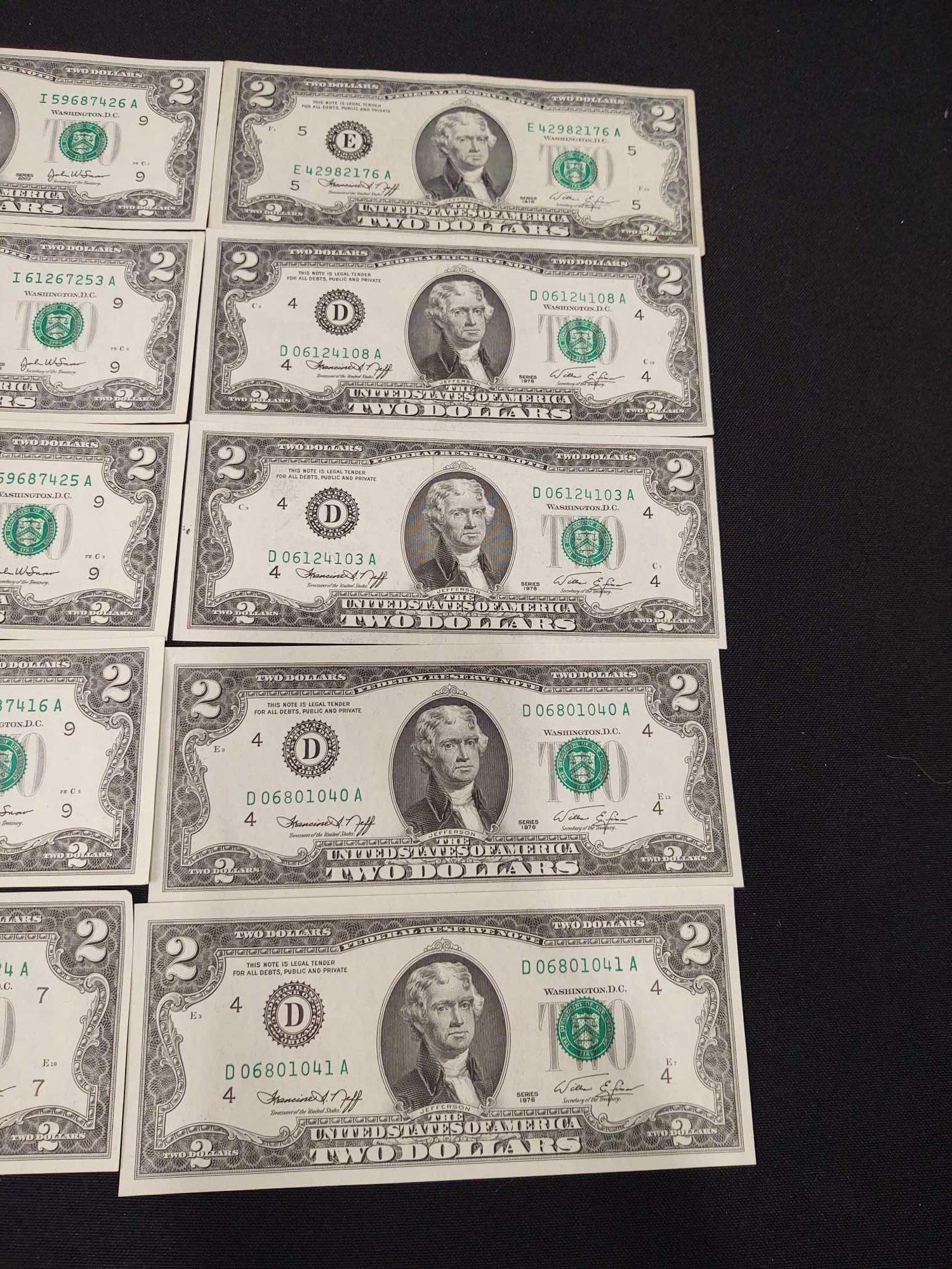 $2 Dollar Notes Assorted Years