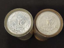 1964 UNC Silver Washington Quarters roll of P & D