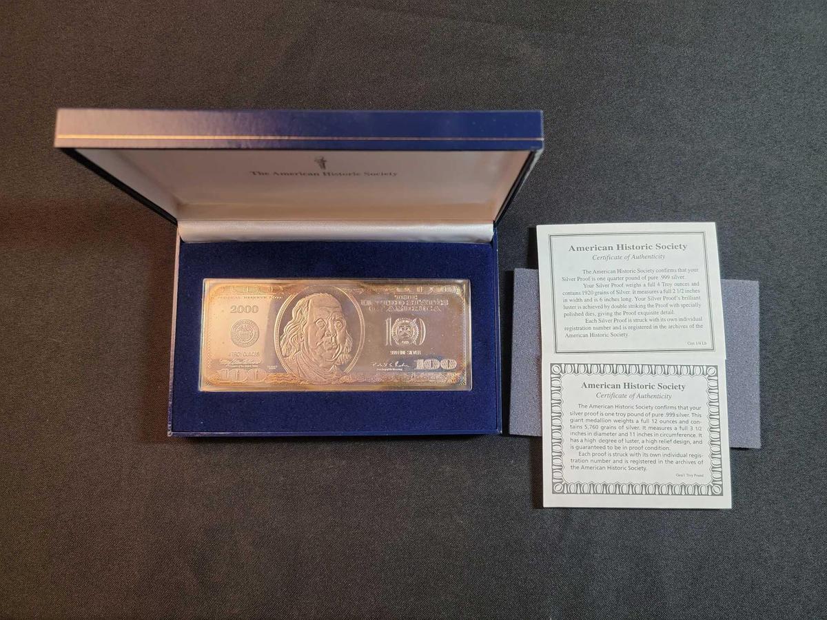 4 Troy Oz. $100 Silver Certificate