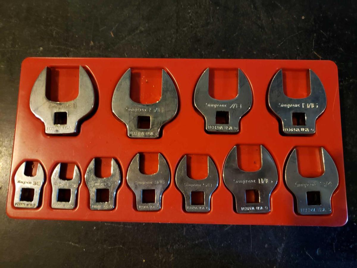 Snap-On crow foot open end wrenches, (11) peice set 3/8 to 1inch