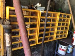 Hardware, shelving, bolt bins, Scrap.