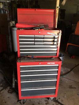 Two-section Craftsman toolbox and contents.