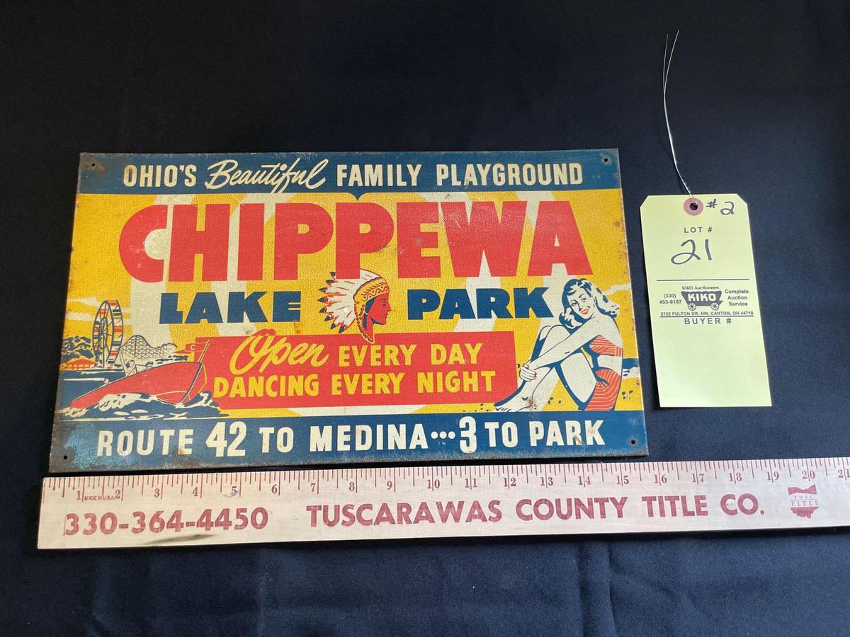 Chippewa Lake Park Amusement Park Tin Sign Advertising