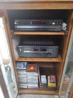Entertainment Center w/ 32" Panasonic Tv, sony Cd Player, Sony Stereo, CDs and VHS Tapes, Decor
