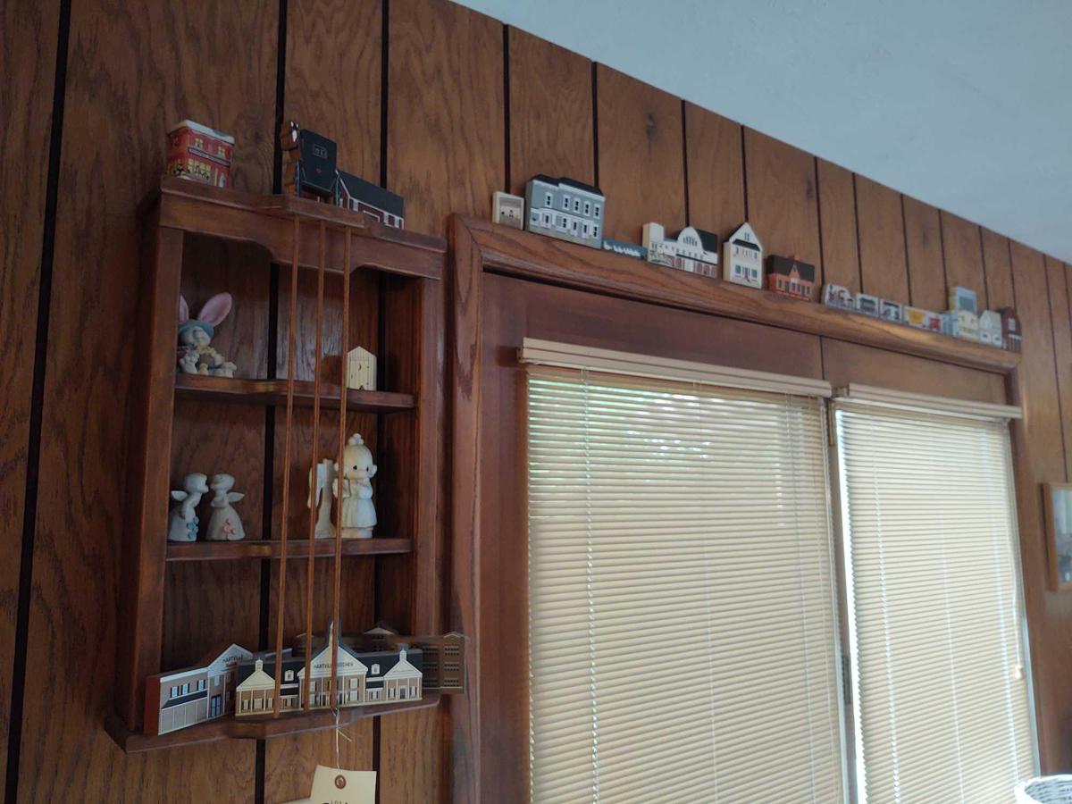 Wall Shelf w/ Assorted Cats Meow and Precious Moments