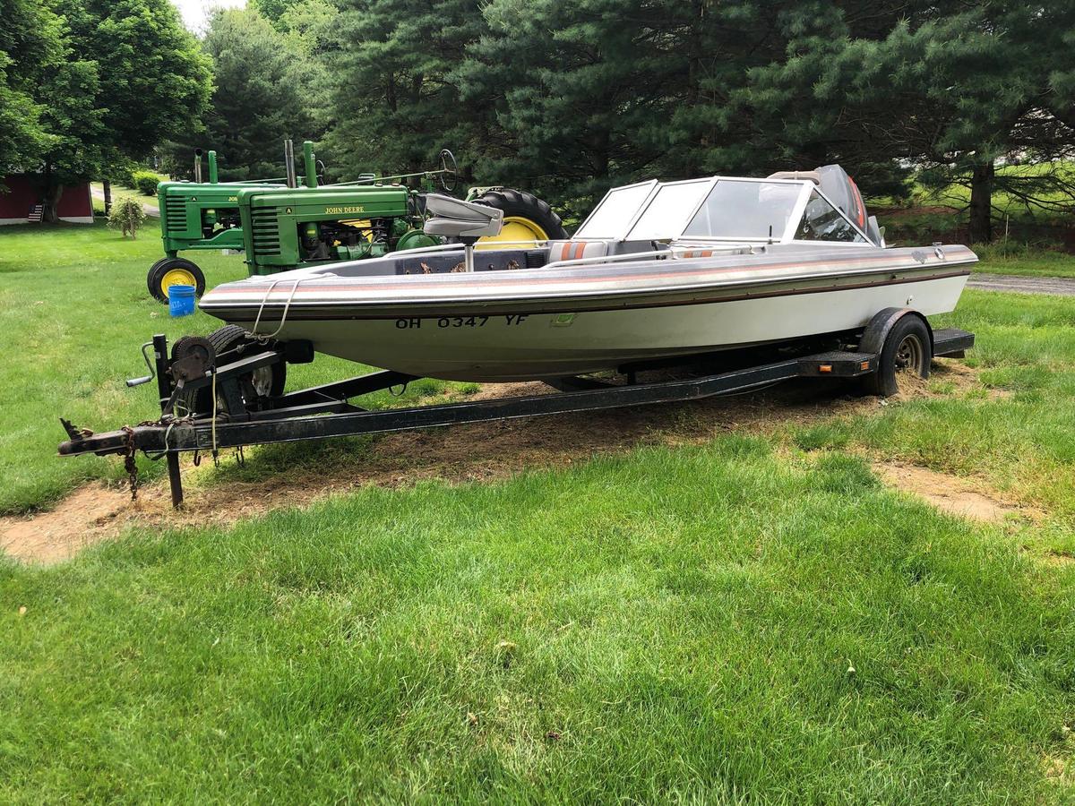 1984 BAJA Fiberglass Boat with Road Runner Trailer, 1984 150HP Mariner Motor