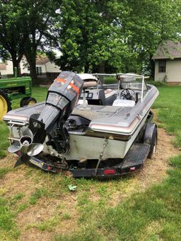 1984 BAJA Fiberglass Boat with Road Runner Trailer, 1984 150HP Mariner Motor