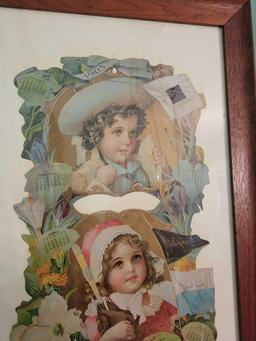 Nice Oak Framed Currier and Ives Style 1905 Calender