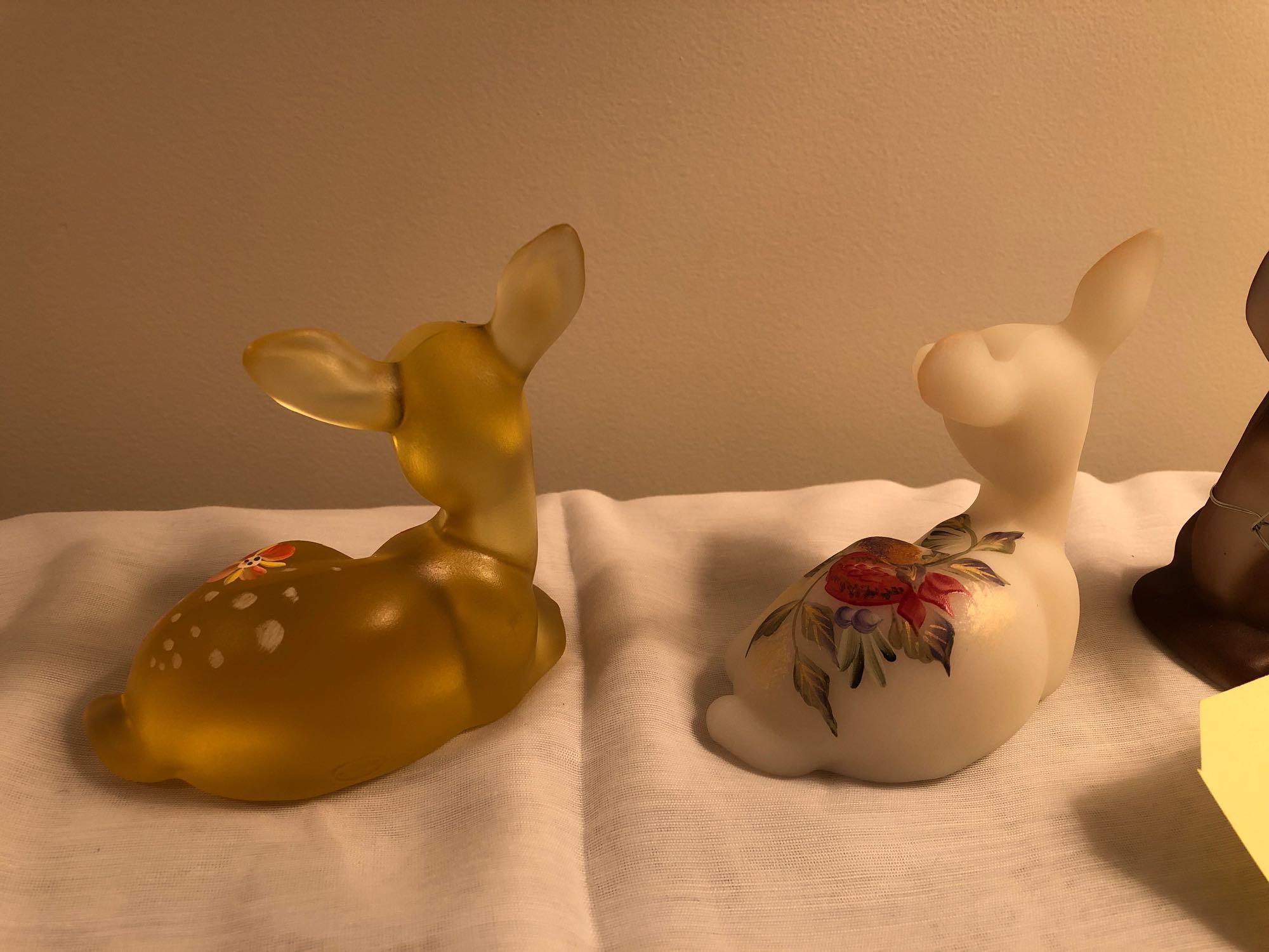 (6) hand-painted Fenton deer