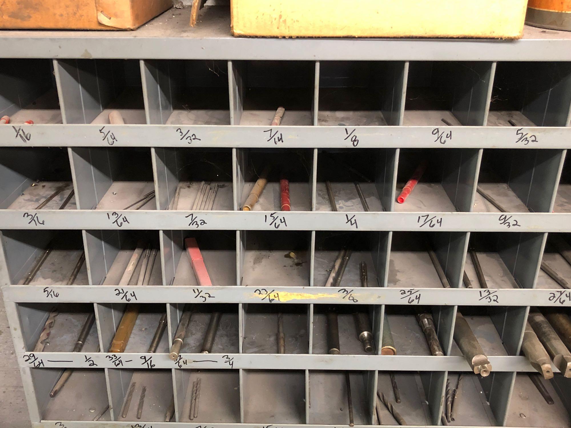 112-hole steel pigeon hole bin with tapered bits