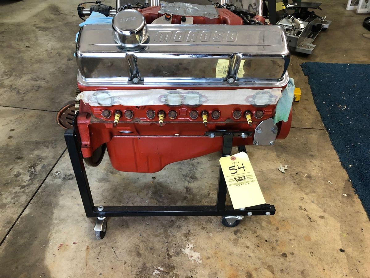 1976 Chevrolet 350 built engine on stand.