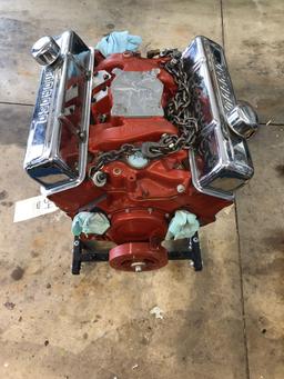 1976 Chevrolet 350 built engine on stand.