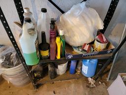 Metal Shelf and Contents, Sprays, Gas Can