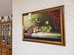 Fruit painting and decorative clock