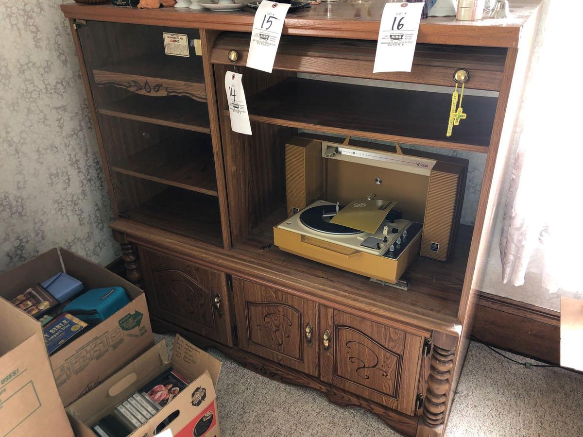 Entertainment Center, GE Record Player, Records