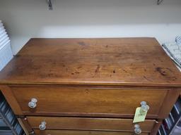 Antique 4-drawer chest with glass pulls, 3 1/2 ft. x 2 ft. x 4 ft. tall