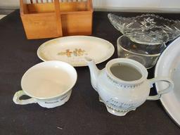 Enamel Pot and Lid, Souvenir Glass, Glassware