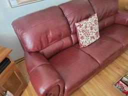 3 piece leather sofa set, couch loveseat and ottoman, good condition
