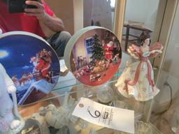 Lenox first waltz lady figure, 2 hamilton christmas plates, rabbit figurines