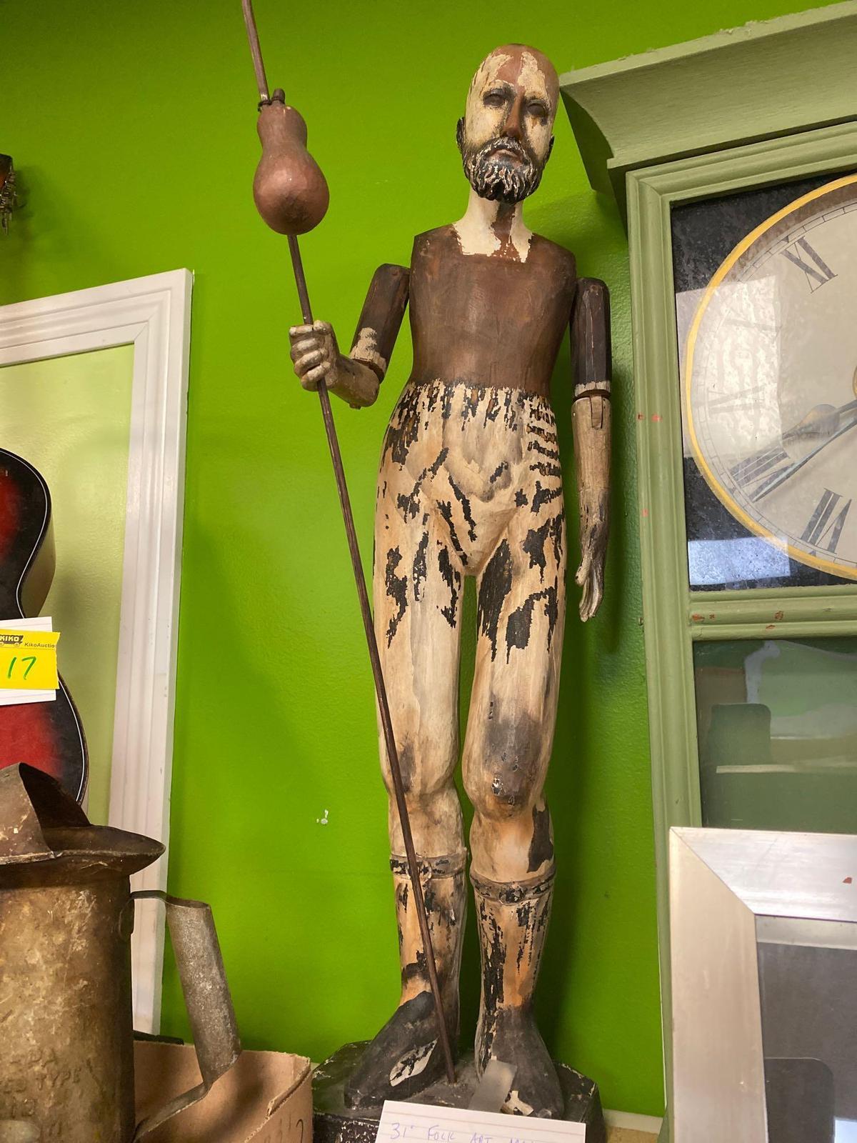31 inch folk art man with jointed arms