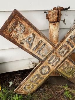 Cast iron rail road crossing sign