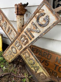 Cast iron rail road crossing sign