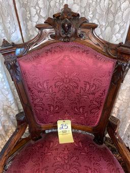 Victorian carved chair with bust top