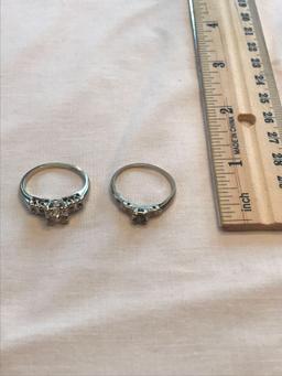 2 14K white gold rings