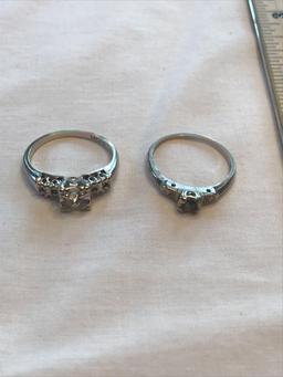 2 14K white gold rings