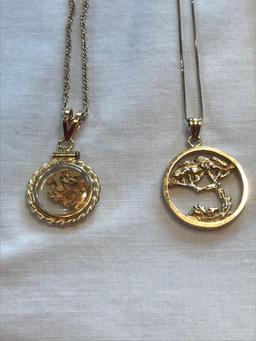 2 14K gold necklaces with pendants