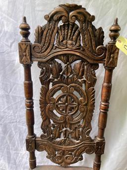 Early 1800's Jacobean style chair, 52" tall.