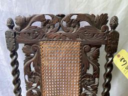 18th Century Jacobean hand carved arm chair, 49" tall.