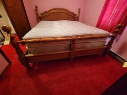 Oak king size bed and mattress with split box springs