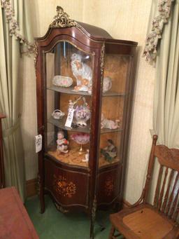 Nice curved glass China with brass trim