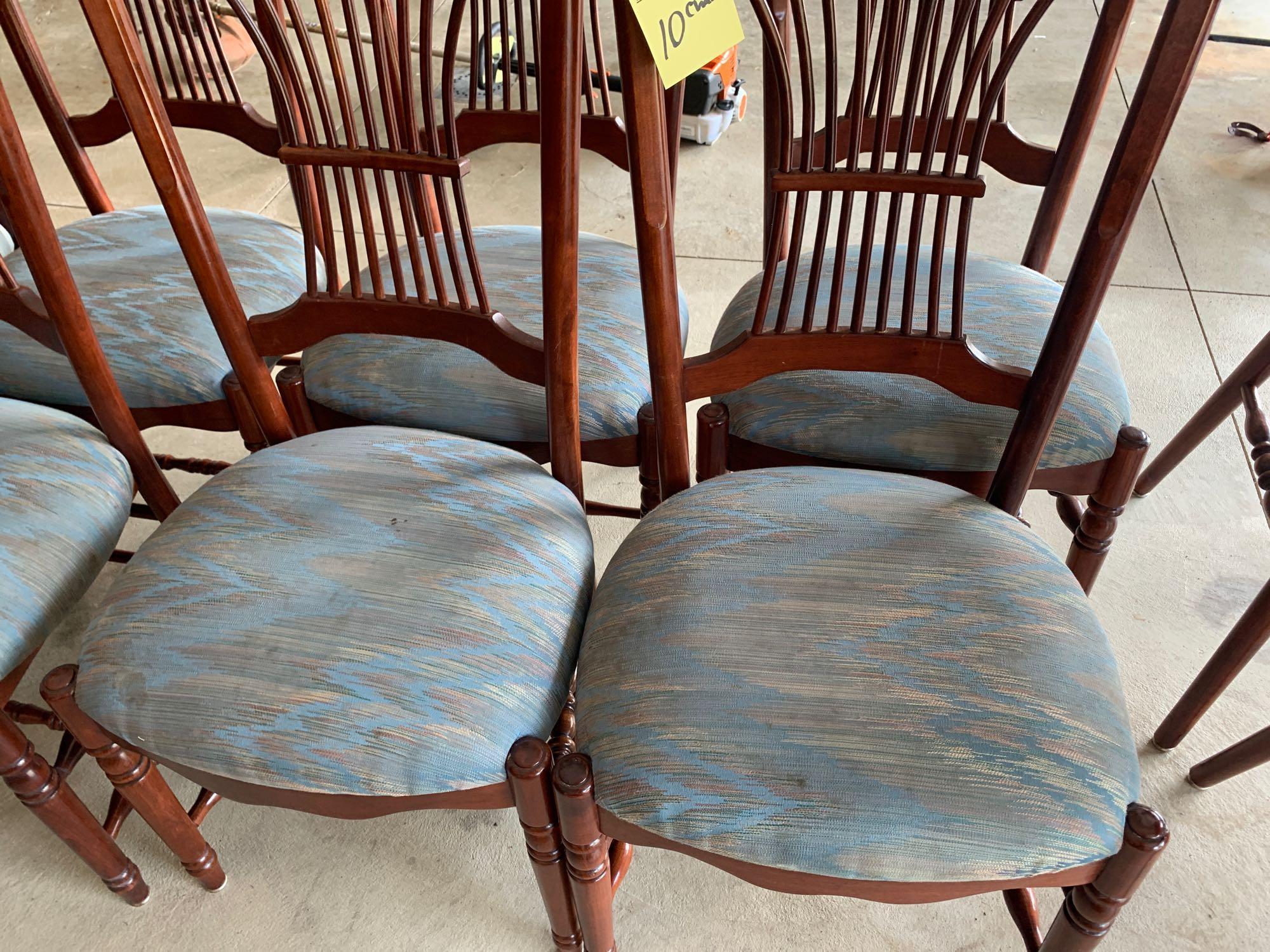 Cherry Dinning Table (12) Upholstered cherry dining chairs