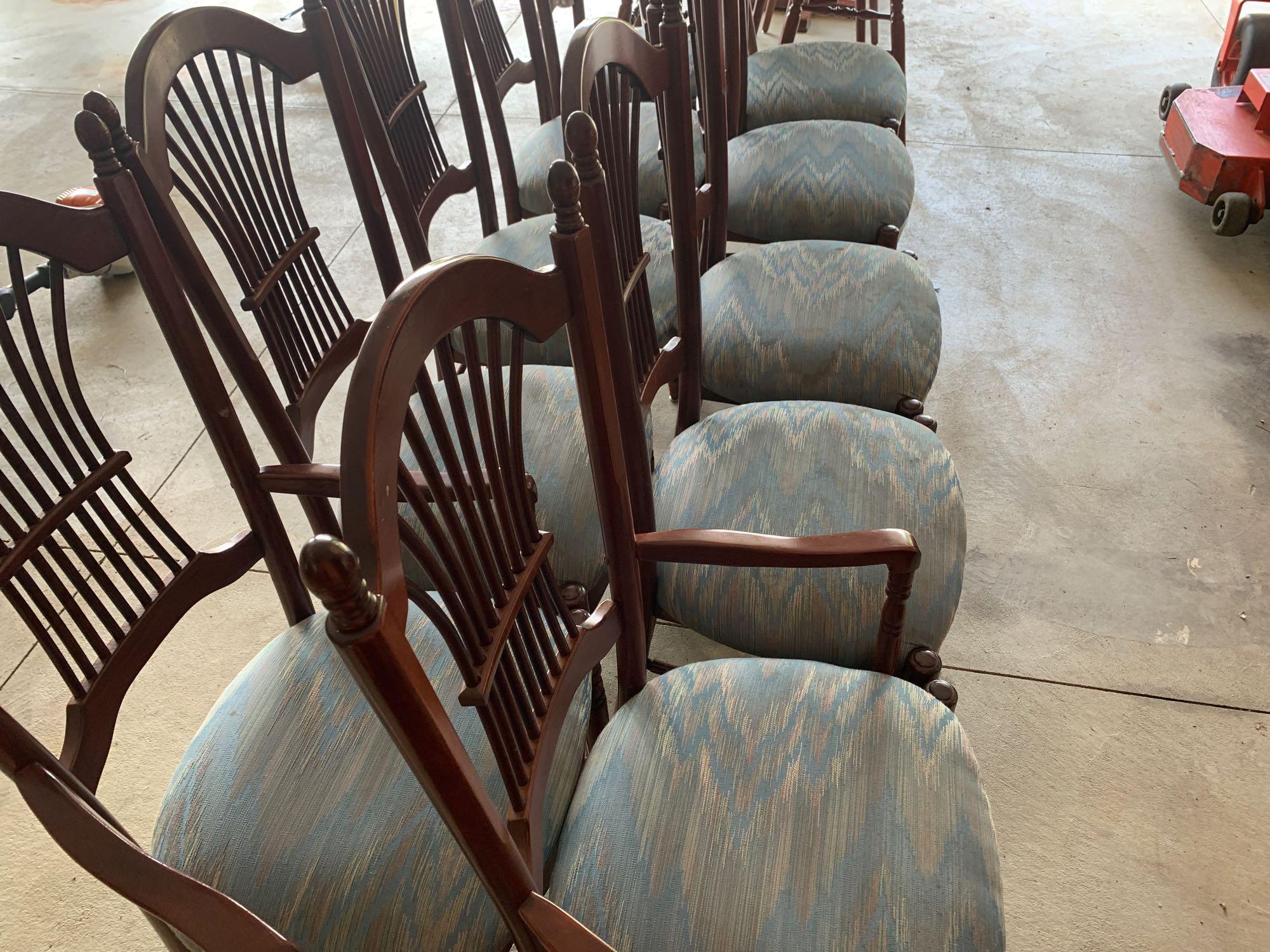 Cherry Dinning Table (12) Upholstered cherry dining chairs