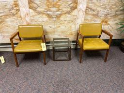 (2) Mid-Century Modern Chairs and End Table