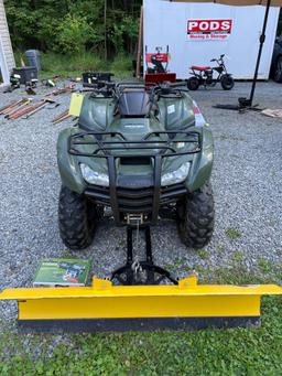 2012 Honda Rancher 420, 4x4, with winch and snow plow, 164 miles, 76 hr, power steering, ONE OWNER