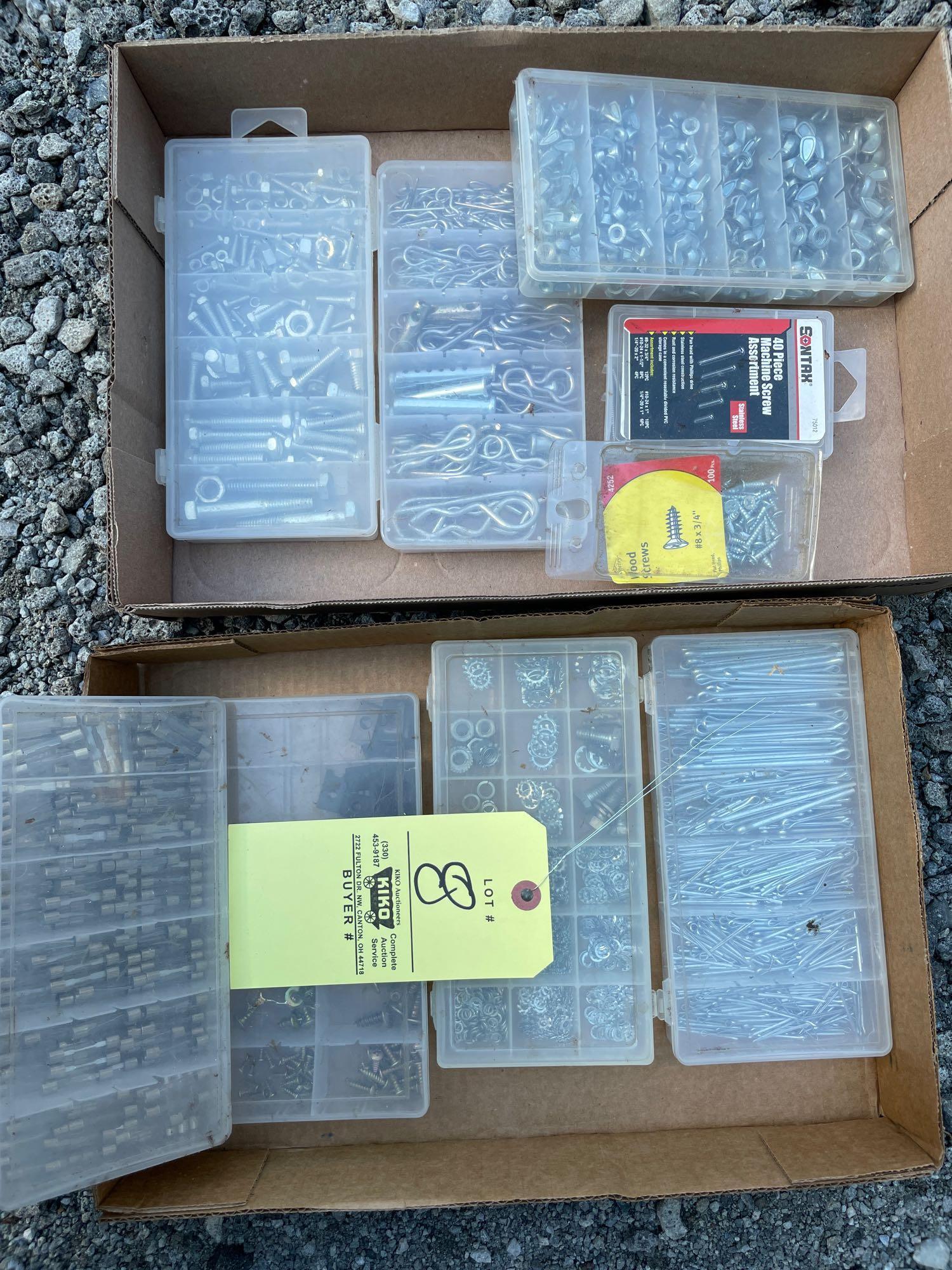 Cotter pins, wing nuts, fuses, organized hardware