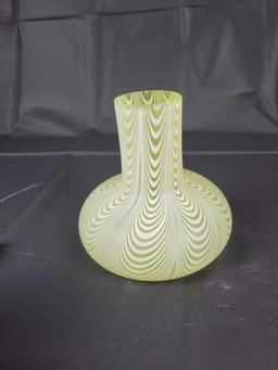 Curtain pattern satin vase, 5 1/4 inches tall