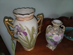 Pair of Hand-Painted Floral Vases
