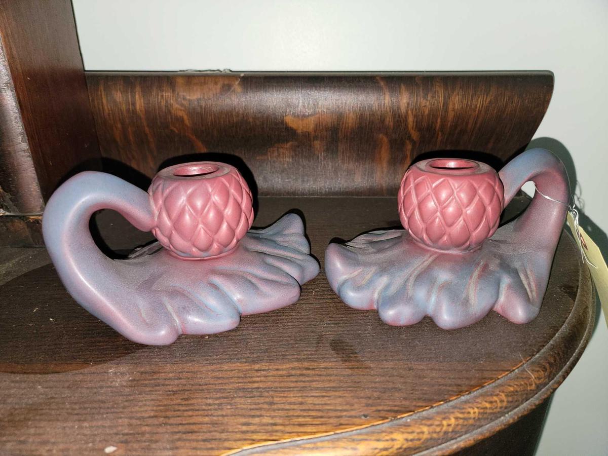 Pair of Matching Van Briggle Candle Holders