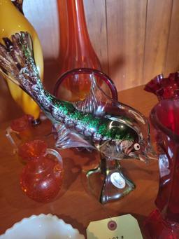 Art glass fish, genton glass, crackle glass