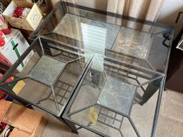 3pc glass top end stand & coffee set